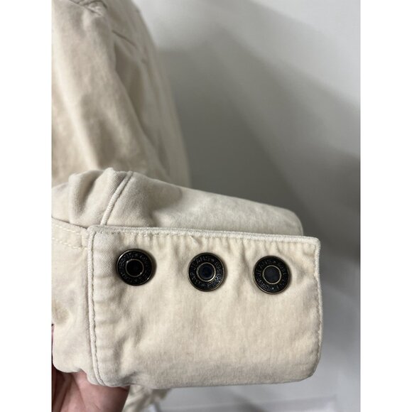 Vtg GAP Women’s Large Ivory Insulated Sherpa Lined Trucker Velour Y2K Jacket - Picture 5 of 10